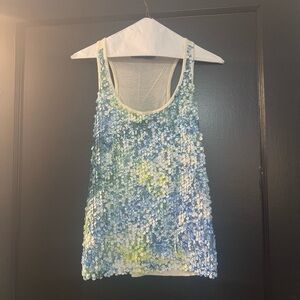 The Limited Blue and Green Sequin Tank Top